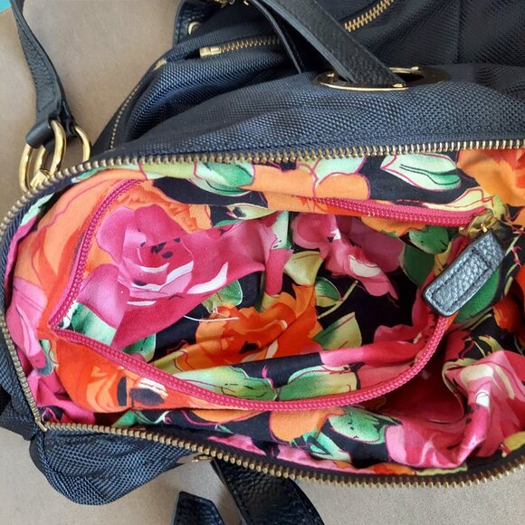 JPK Paris 75 Black Double Strap Canvas Bucket Tote/Handbag w/ Zipper Extender - Picture 9 of 9